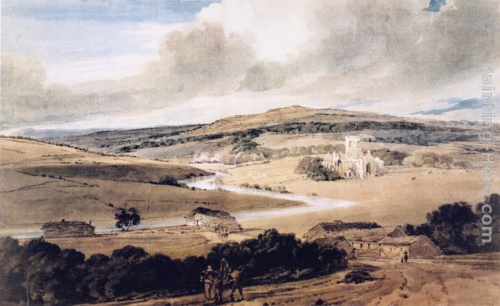 Kirkstall Abbey, Yorkshire, from Kirkstall Hill painting - Thomas Girtin Kirkstall Abbey, Yorkshire, from Kirkstall Hill art painting Kirkstall Abbey, Yorkshire, from Kirkstall Hill painting - Thomas Girtin Kirkstall Abbey, Yorkshire, from Kirkstall Hill art painting